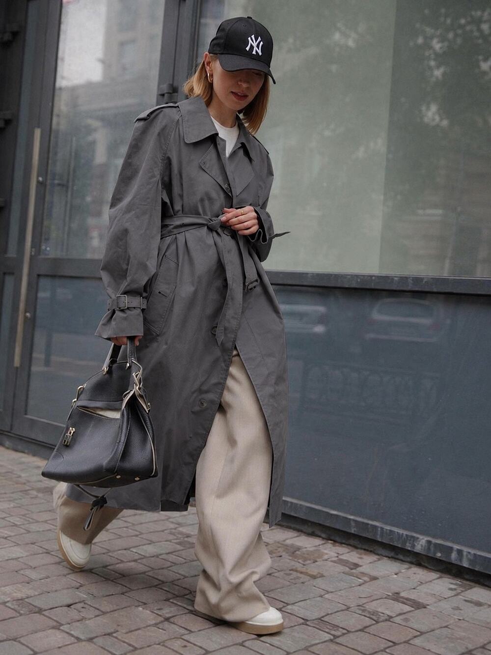 Vintage 80s Christian Dior Le Connaisseur Unisex Charcoal Belted Trench Raincoat